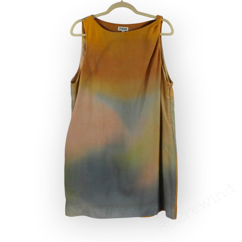 XL STAUD Boa Ombré Linen Shift Dress Pastel Clouds Mini Tank POCKETS - Picture 9 of 13